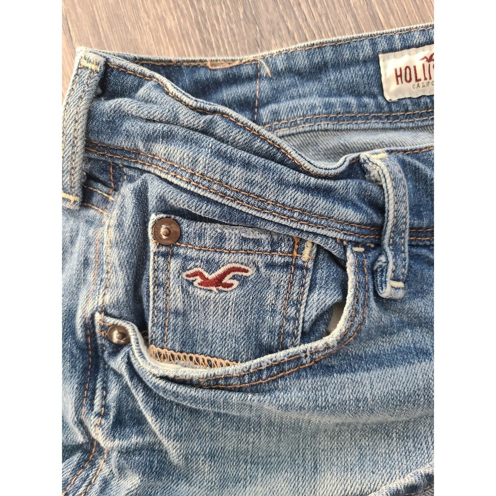 VTG Y2K Hollister Sz 0 Micro Jean Shorts Low Rise Medium Wash Stretchy It Girl - Picture 3 of 5